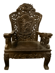 a carved wooden chair